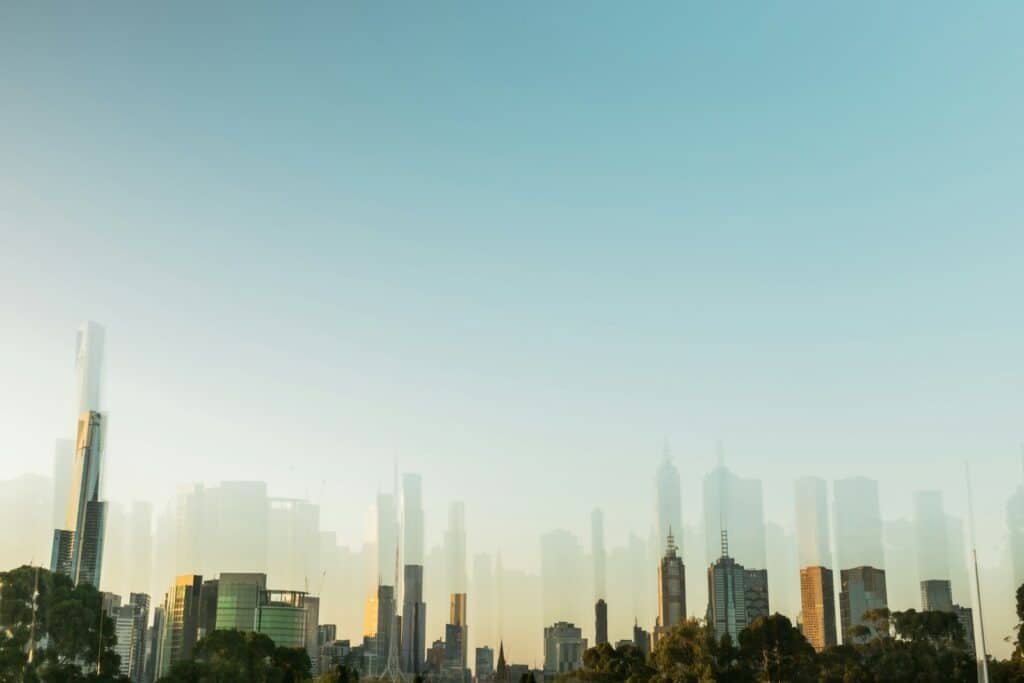 Crowded city landscape symbolizing herd dynamics